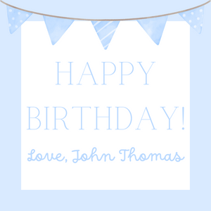 Happy Birthday! Blue Flags Gift Tag - Customizable - Digital Download