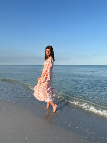 Long Ruffle Caftan Tangerine Fern