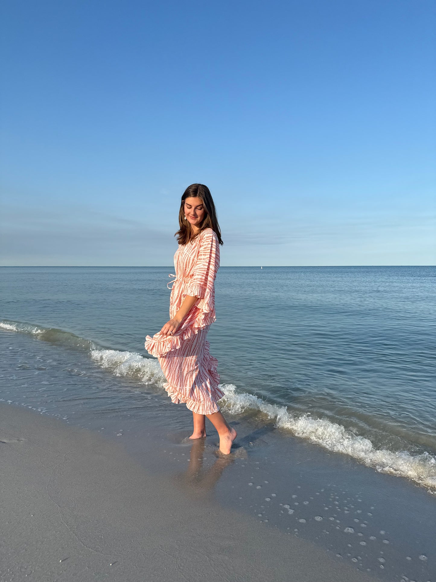Long Ruffle Caftan Tangerine Fern