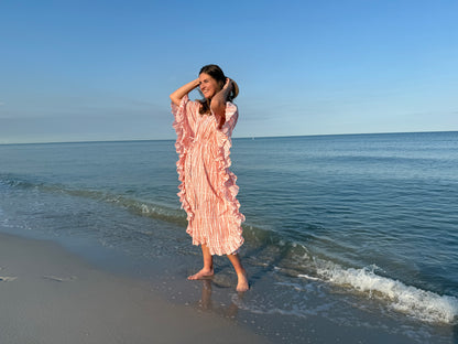 Long Ruffle Caftan Tangerine Fern