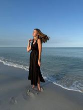 Load image into Gallery viewer, Black Linen Side-Slit Dress