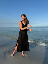 Load image into Gallery viewer, Black Linen Side-Slit Dress