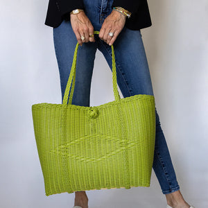 Medium Basket Tote | Solid Pear Green