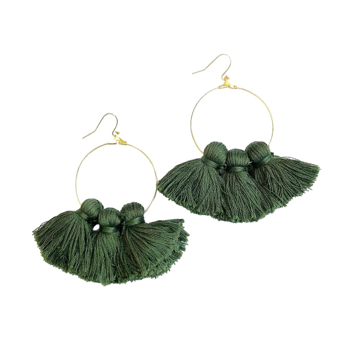 Loren Fangirl Hoop Tassel Earrings