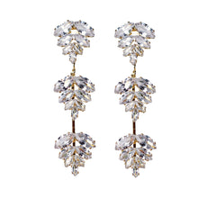 Load image into Gallery viewer, Gold Palm Diamond Drop Earrings