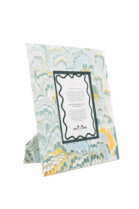 Blue Hand-Marbled Large Wall Picture Frame, 5x7