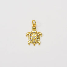 Load image into Gallery viewer, Gold Filled Sea Turtle Charm Pendant CZ Micro Pave, CP2057