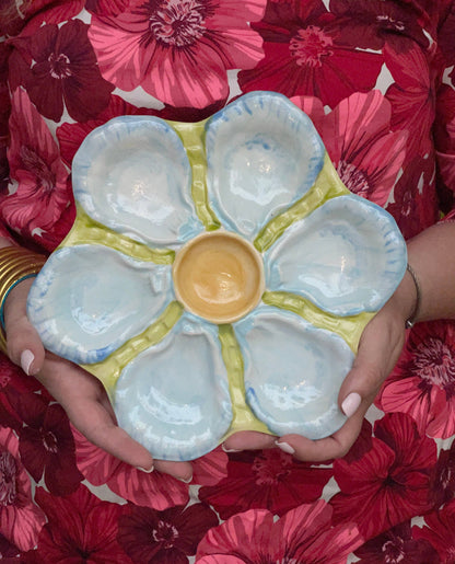 Hand Painted Oyster Plate: The Fancy - Yellow