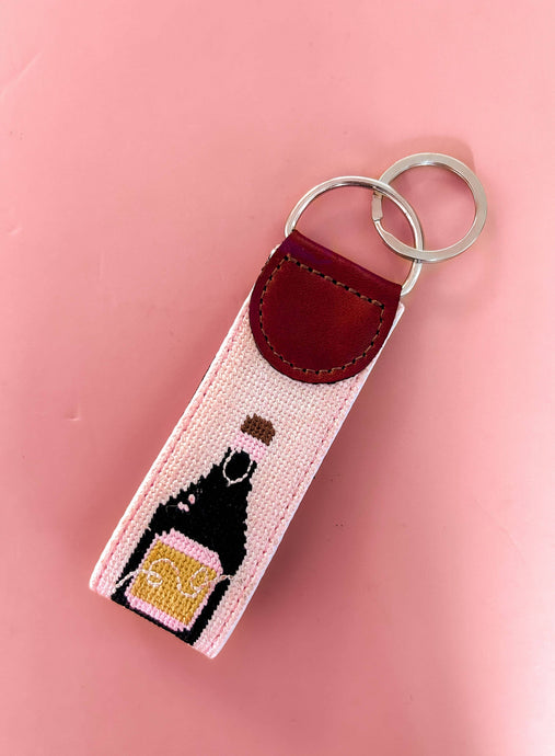 Champagne Needlepoint Keychain