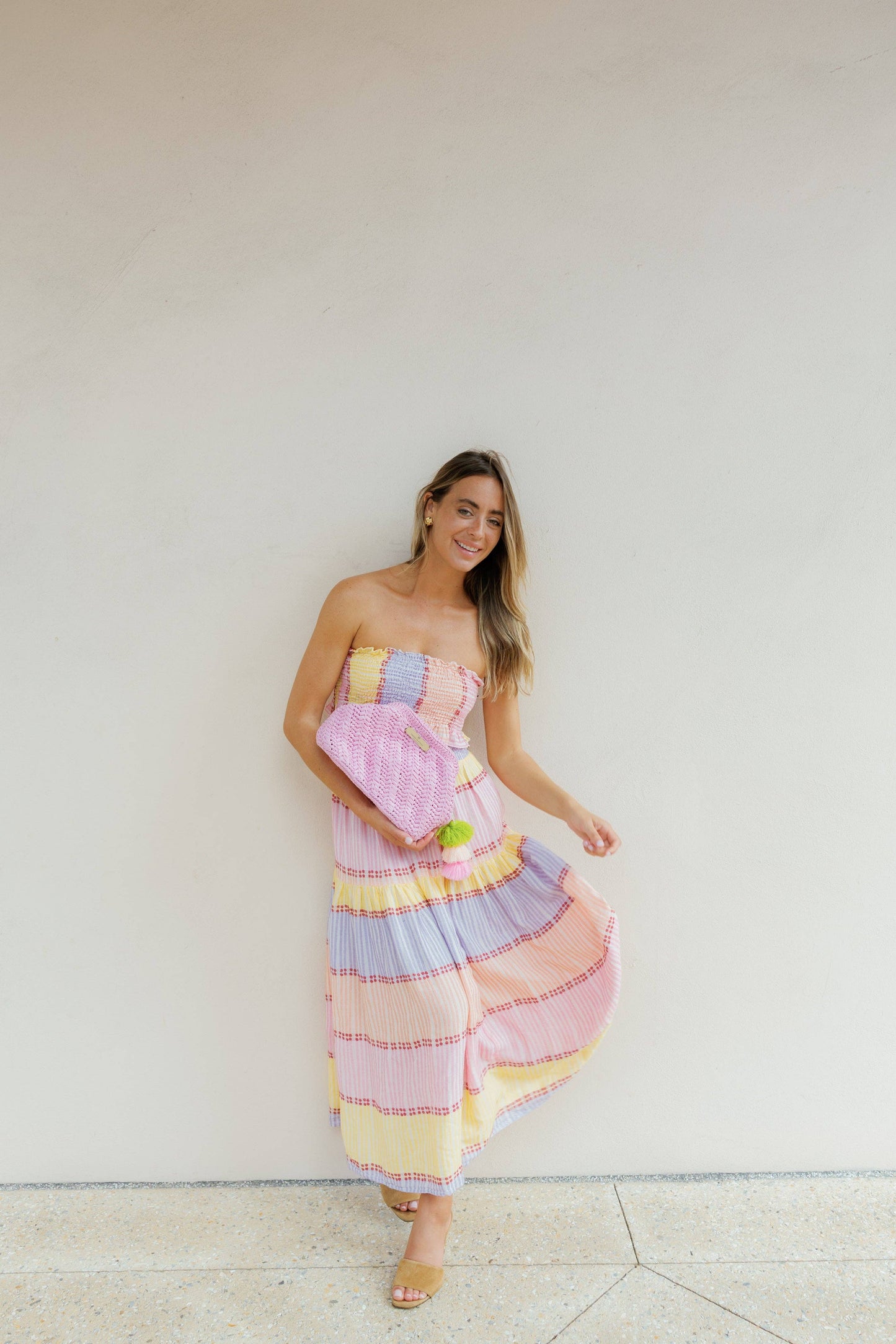 Pink Raffia Clutch