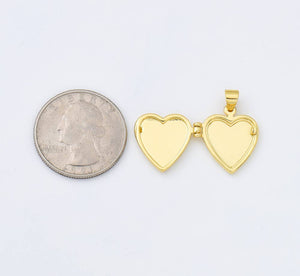 Gold Filled Heart Shell Pearl Locket Charm Pendant, CP1958