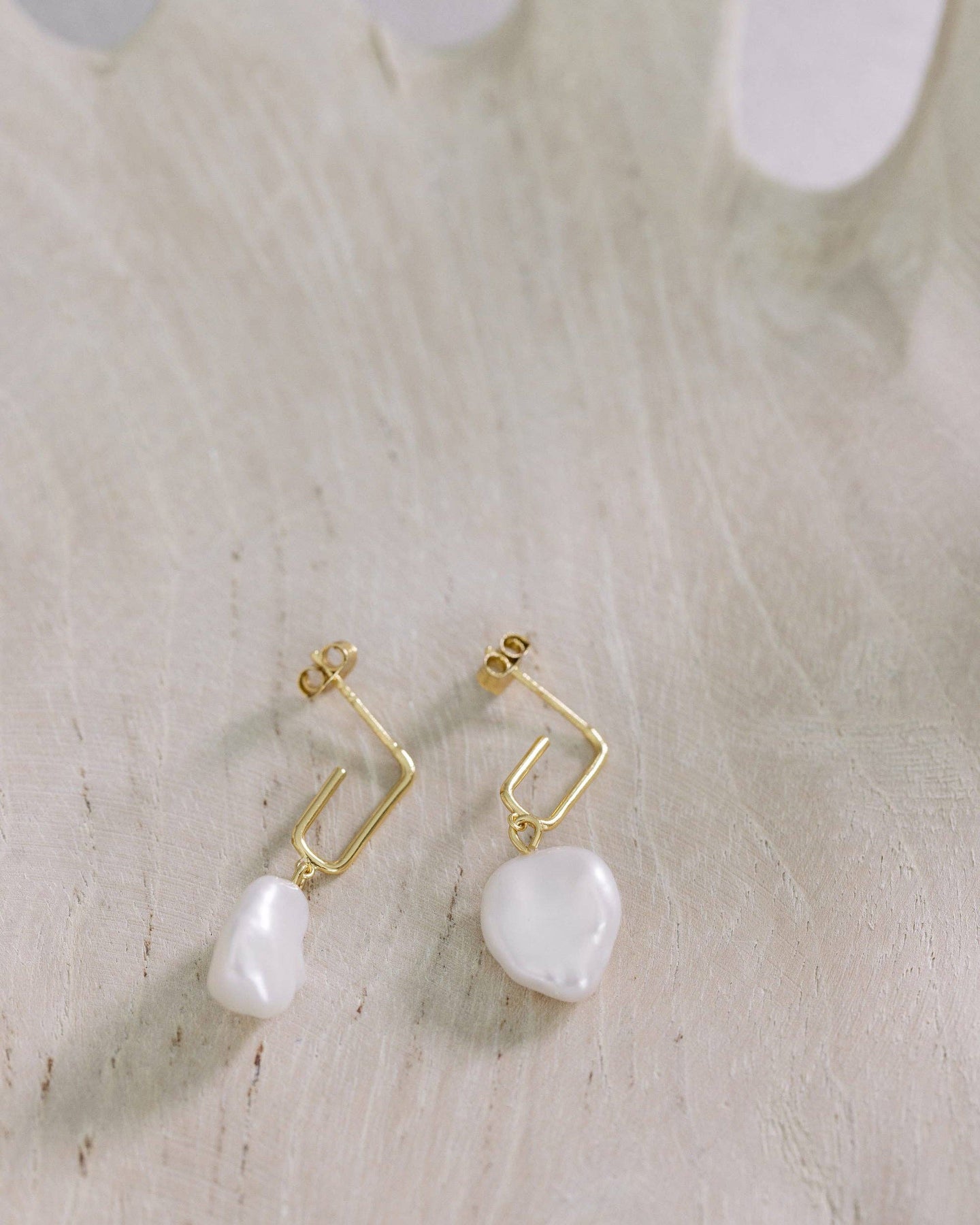 Mother of Pearl Gold Drop Earrings