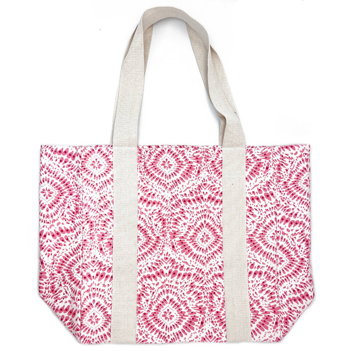 Block Printed Canvas Bag - Pink Paradise