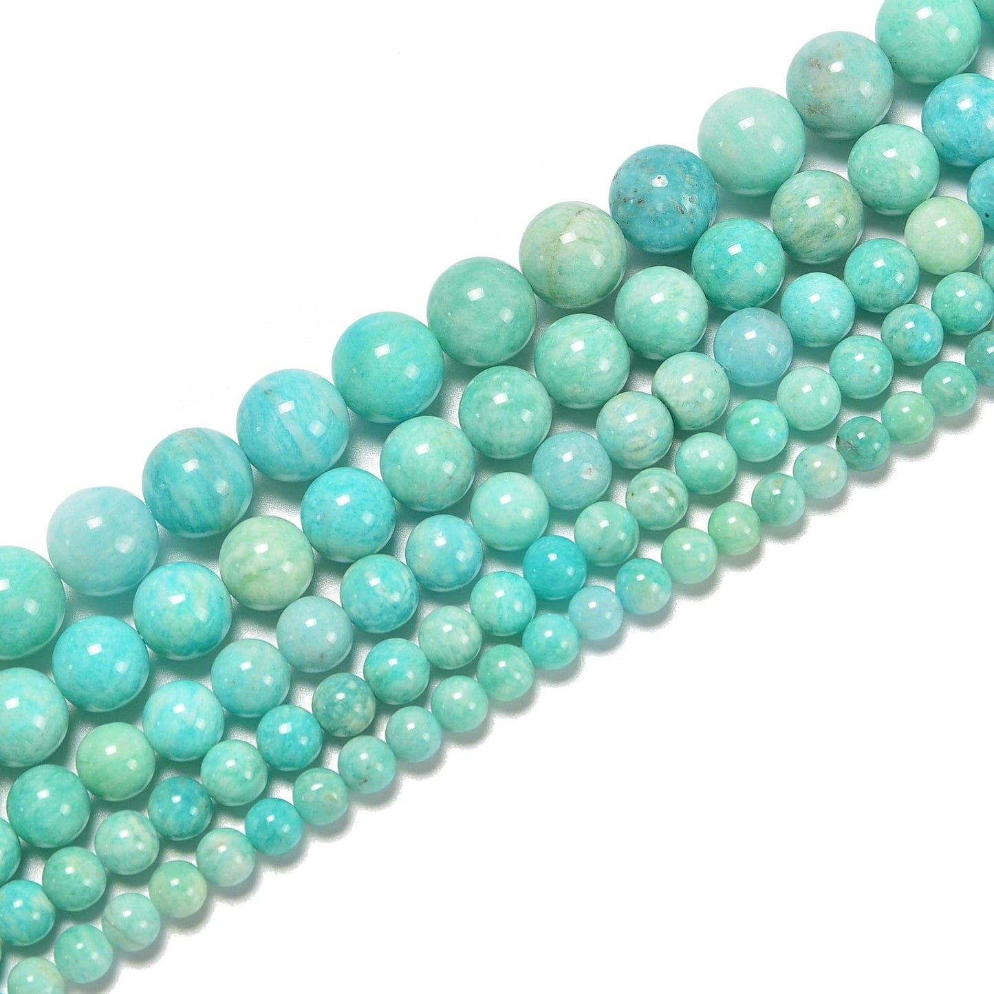 Green Blue Amazonite Smooth Round 6mm 7mm 7.8mm 8mm 9mm 10mm 12mm 15.5'' Strand