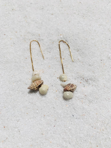 Kokomo Seashell Earrings 14k Gold Filled  Shell Threaders