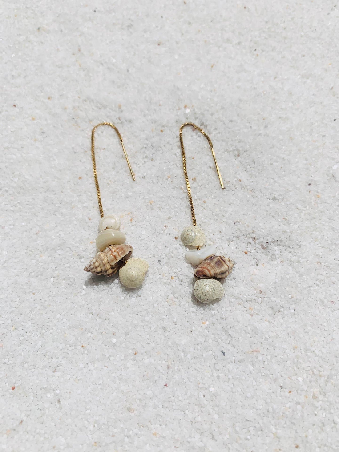 Kokomo Seashell Earrings 14k Gold Filled  Shell Threaders