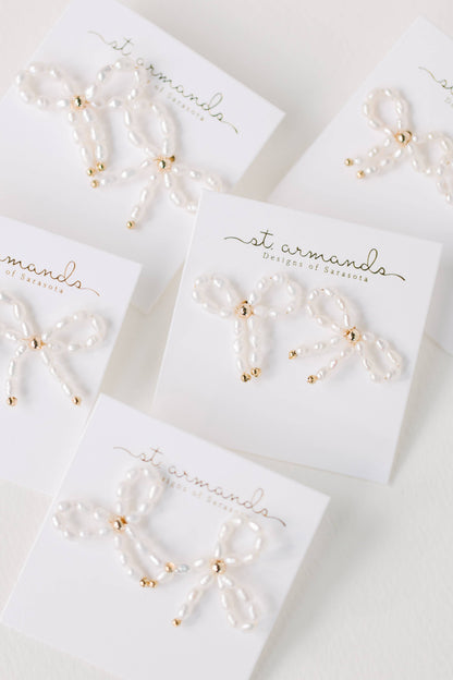 Petite Pearl Bow Stud Earrings