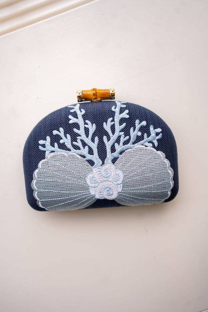 Coral and Shell Clutch- Embroidered - WS