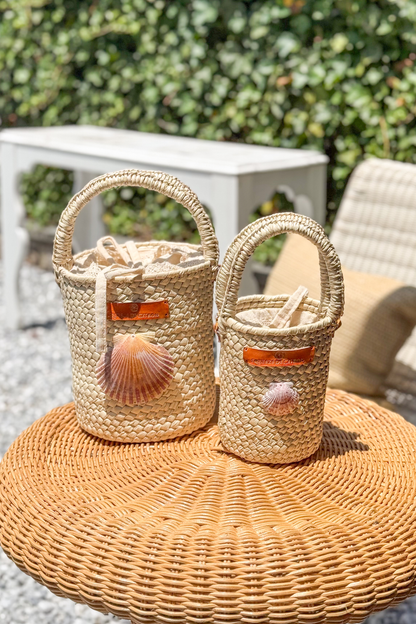 Nantucket Palm Shell Bucket Tote Citron