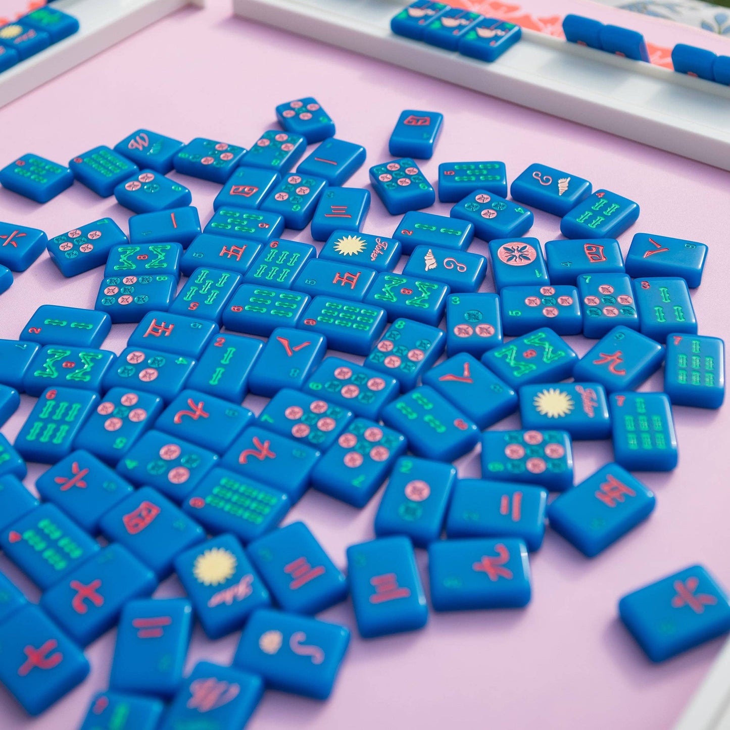 Royal Blue Island Mahjong Tiles