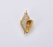 Load image into Gallery viewer, Gold Filled Conch Sea Shell  Beach Pave Charm Pendant CP1895