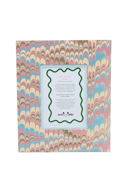 Hand-Marbled Large Wall Picture Frame in Lilac Blue, 5x7
