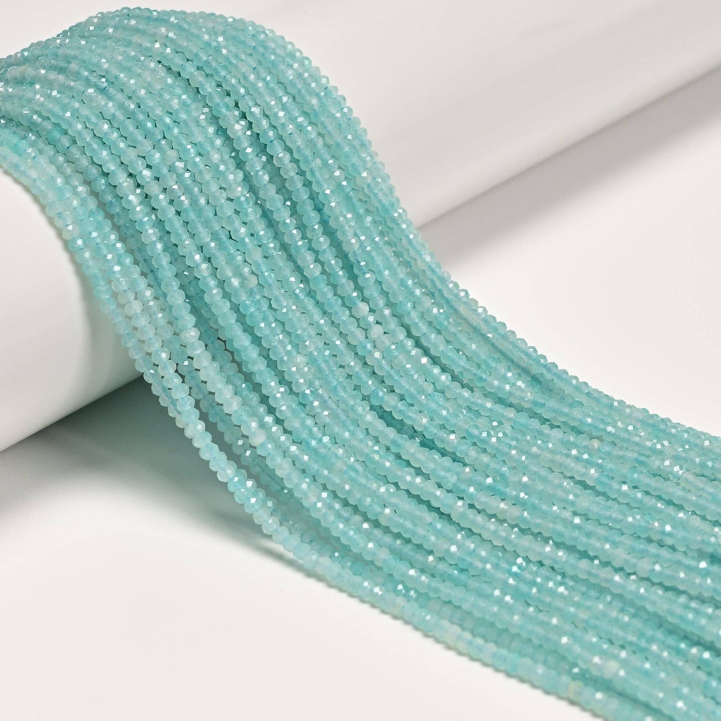 Natural Blue Green Amazonite Faceted Rondelle Beads Size 1.5x2mm 15.5'' Strand