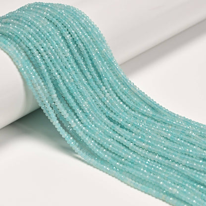 Natural Blue Green Amazonite Faceted Rondelle Beads Size 1.5x2mm 15.5'' Strand