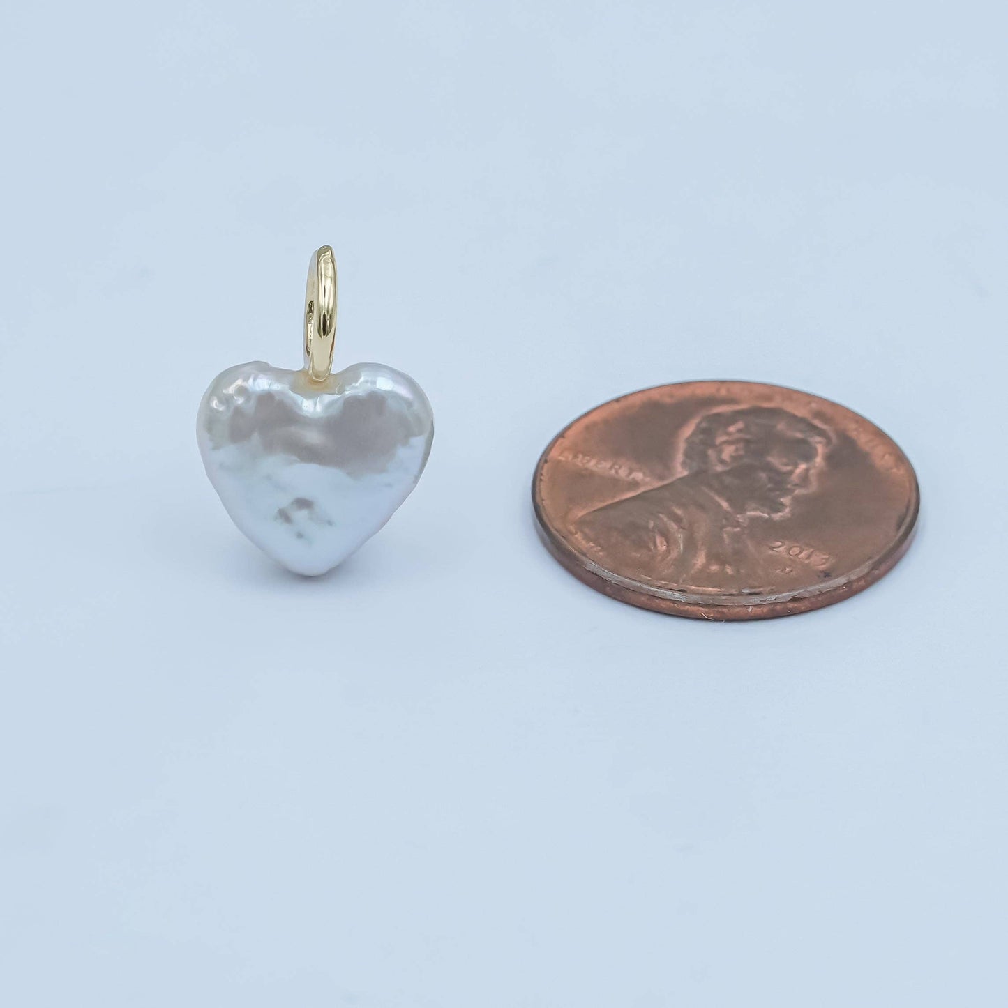 24K Gold Filled White Freshwater Pearl Heart Pendant | P1670