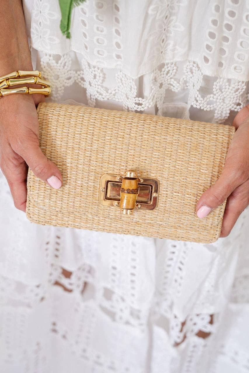 Lilly - Straw Clutch - Bamboo Toggle - WS