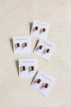 Load image into Gallery viewer, Mini Espresso Raffia and Pearl Huggie Hoop Earrings