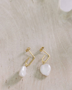 Mother of Pearl Gold Drop Earrings