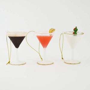 Martini 3pc Boxed Glass Ornament Set