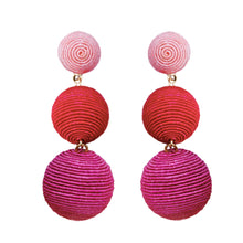 Load image into Gallery viewer, Pink, Red and Purple Ombre Holiday Lido Drop Earrings