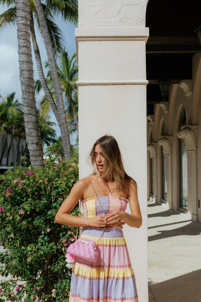 Pink Raffia Clutch