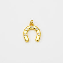 Load image into Gallery viewer, Gold Filled Horseshoe Charm Pendant CZ Micro Pave, CP2066