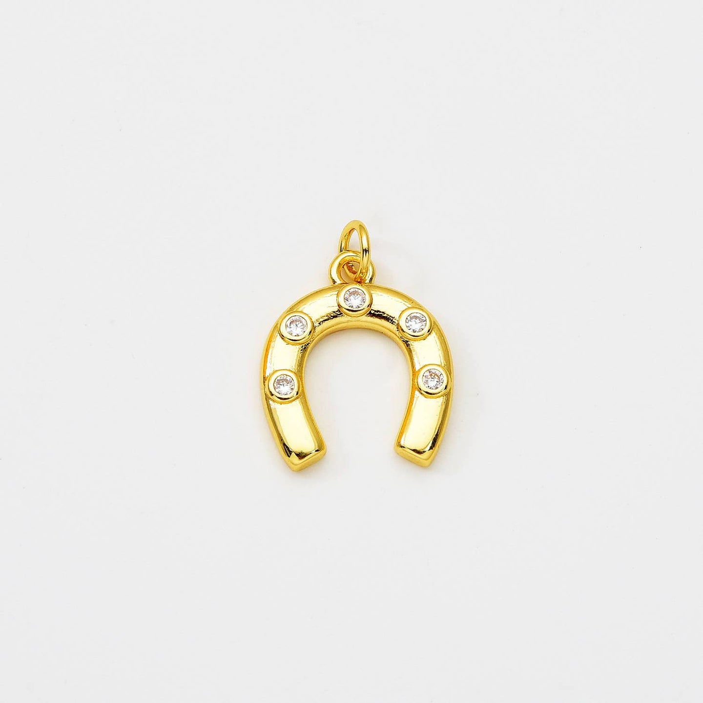 Gold Filled Horseshoe Charm Pendant CZ Micro Pave, CP2066