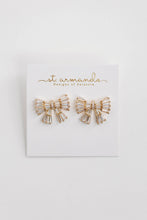 Load image into Gallery viewer, Gold Maxi Sparkler Statement Stud Bow Earrings