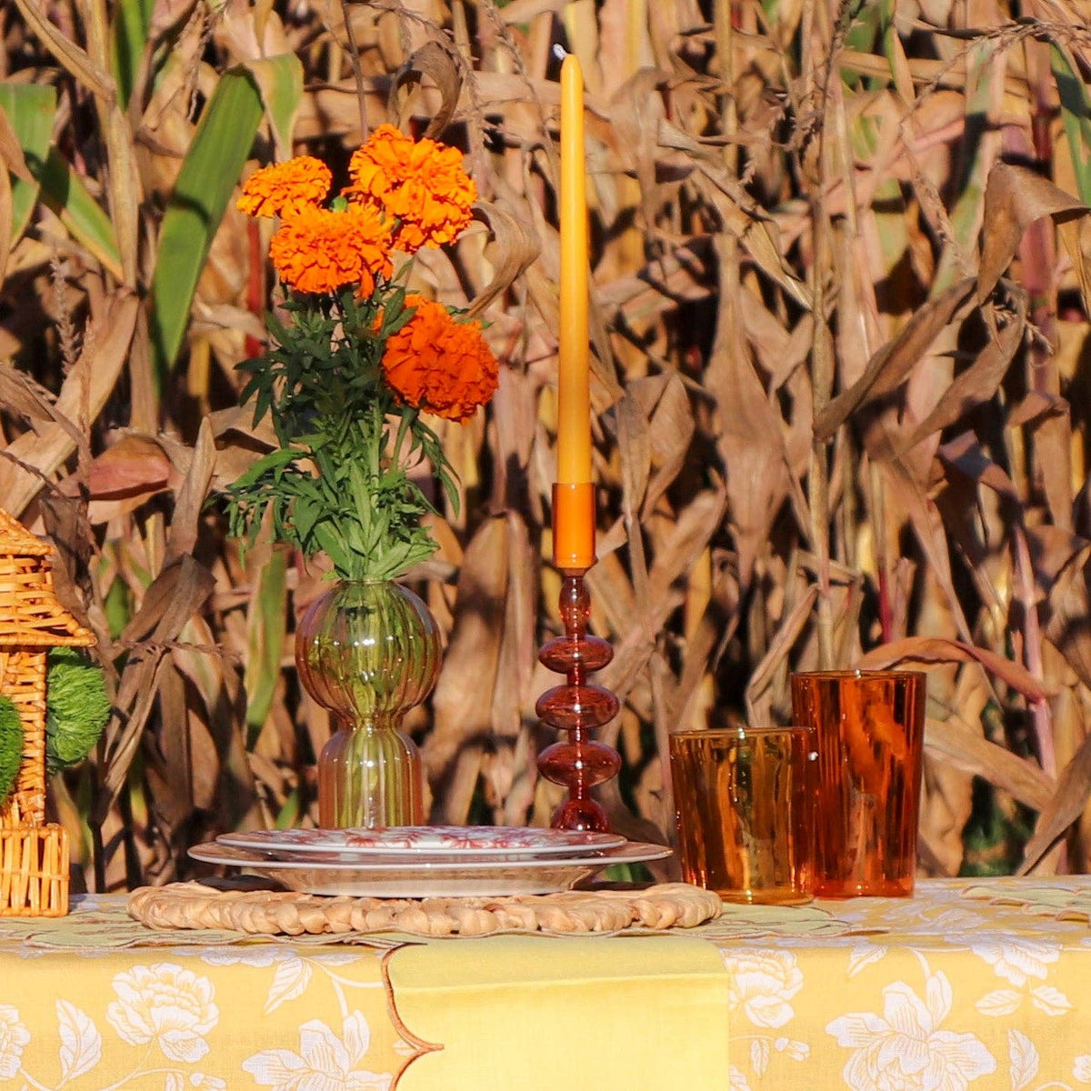 24 Extra Tall Mustard Spice Taper Candle - 6 Packs of 4