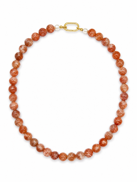 Gemstone Layering Necklace, Fire Sunstone