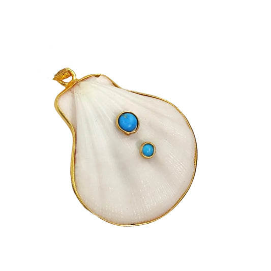 Scallop Shell Pendant with Turquoise
