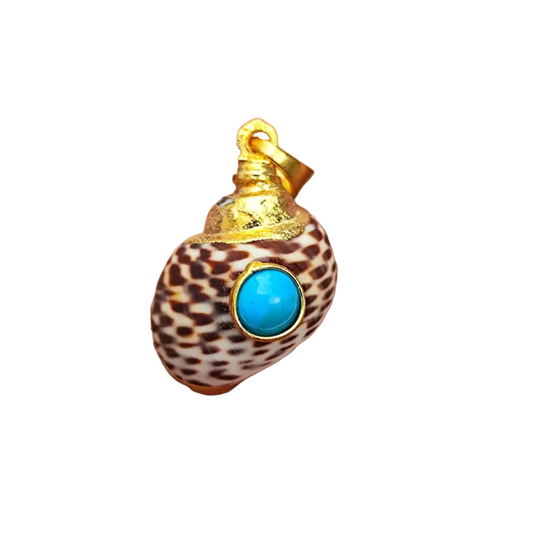 Conch Shell Charm Pendent with Turquoise