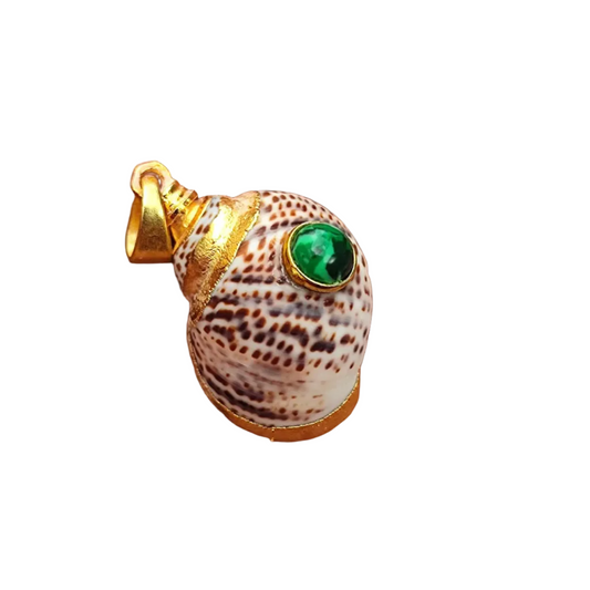 Conch Shell Charm Pendent with Malachite