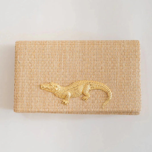 Jillian - Straw Clutch - Alligator
