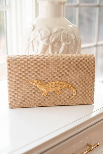 Jillian - Straw Clutch - Alligator