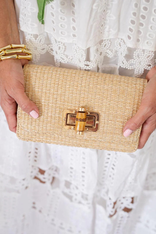 Lilly Straw Clutch - Bamboo Closure 