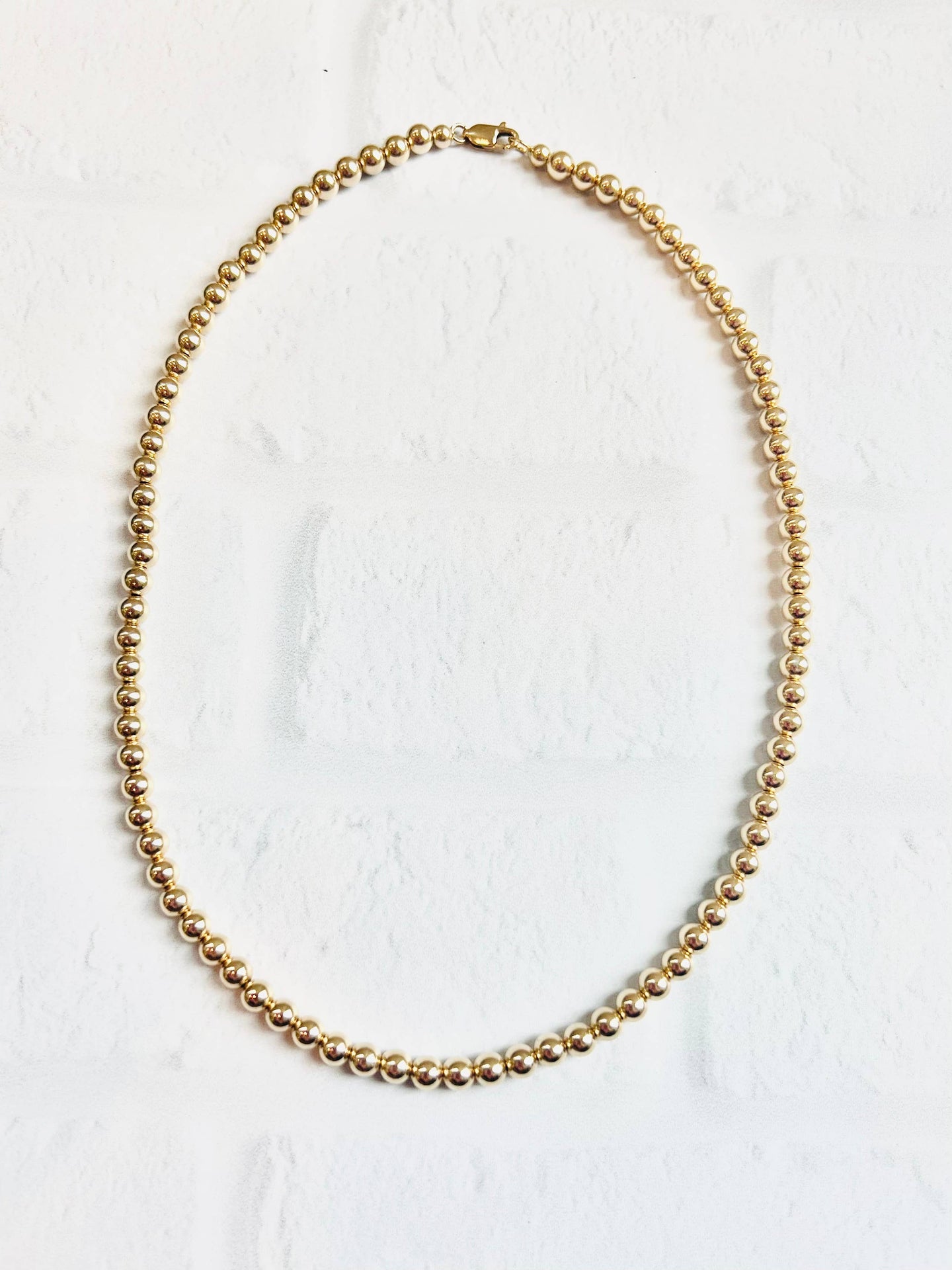 4mm 14k gold filled beaded necklace: 16 inches