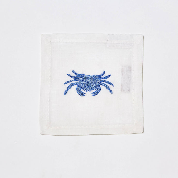 crab coasters. blue, set of 4