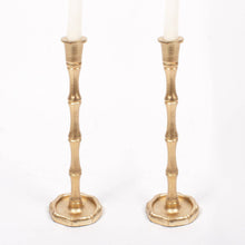 Load image into Gallery viewer, Gold Bamboo Candlestick Set - Large