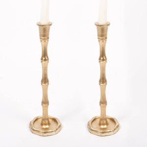 Gold Bamboo Candlestick Set - Large
